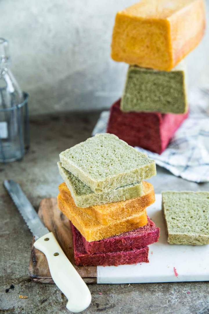 Colorful Sandwich Bread cut in half