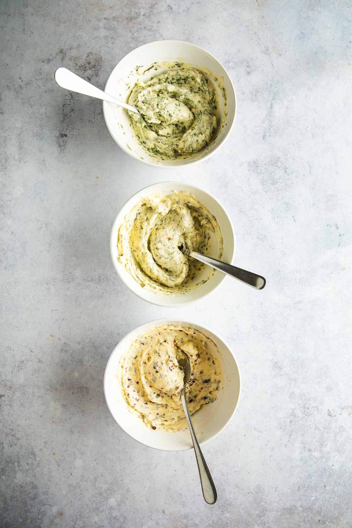 Ingredients for Compound butter (3 ideas for Herb butter)
