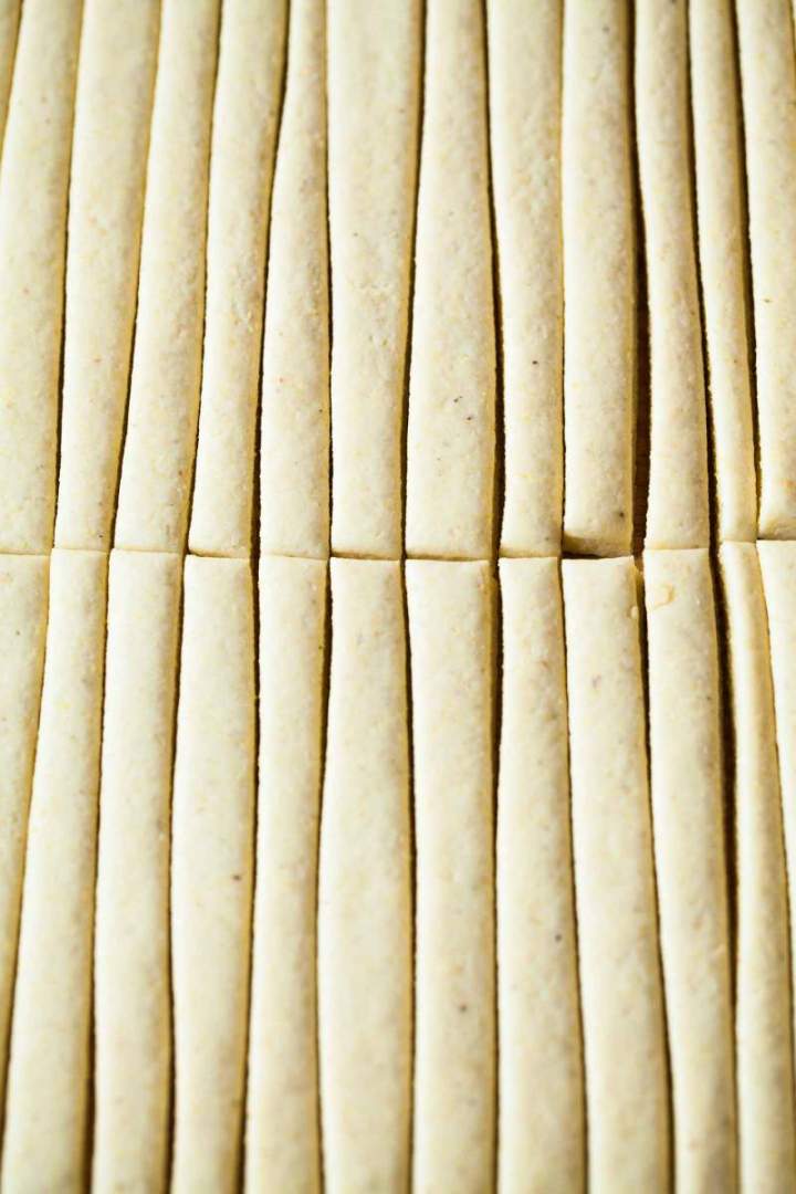 Preshaping Corn and Parmesan cheese grissini