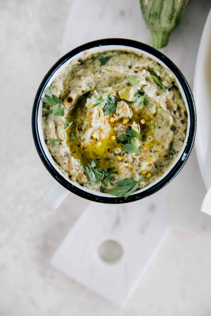 Crispy fried polenta with baba ganoush from jernejkitchen.com