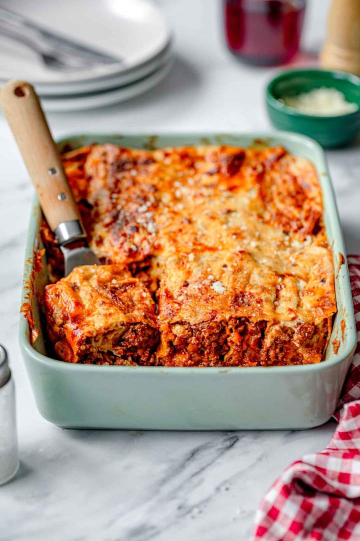 Gratinirane palačinke z mletim mesom