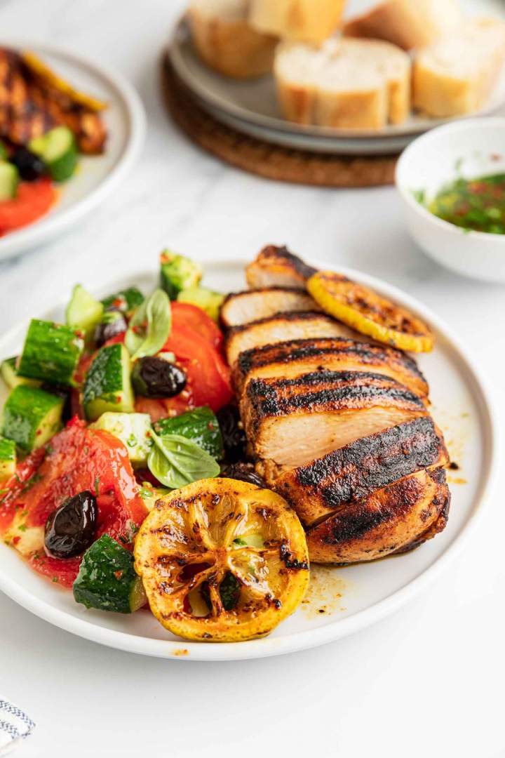 Grilled Lemon Chicken Breast with cucumber salad