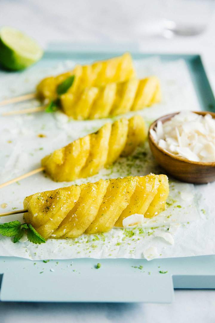 Grilled Pineapple Slices with Mint Brown Sugar and Coconut