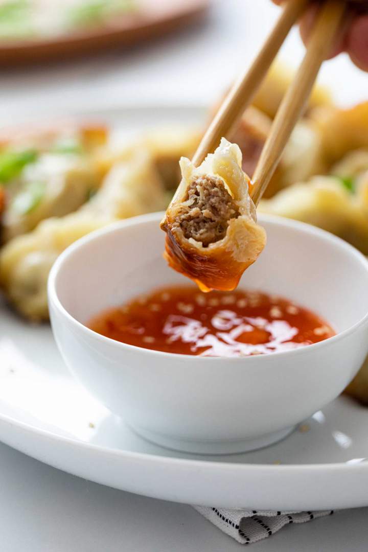 Gyoza Dumplings with Ground Turkey served with a chili sauce