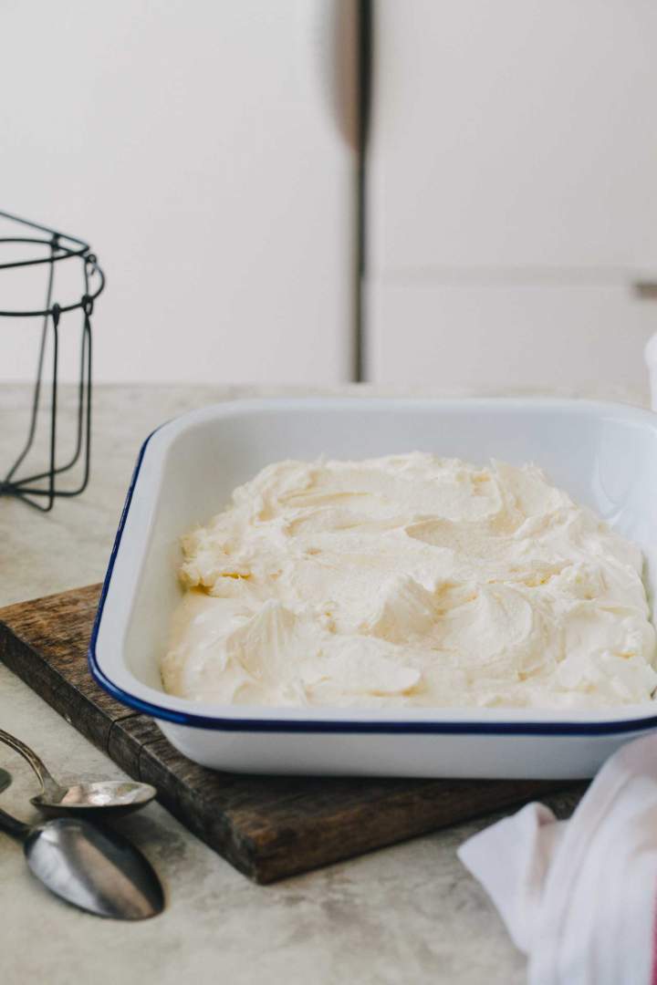 Homemade Mascarpone ready to be served