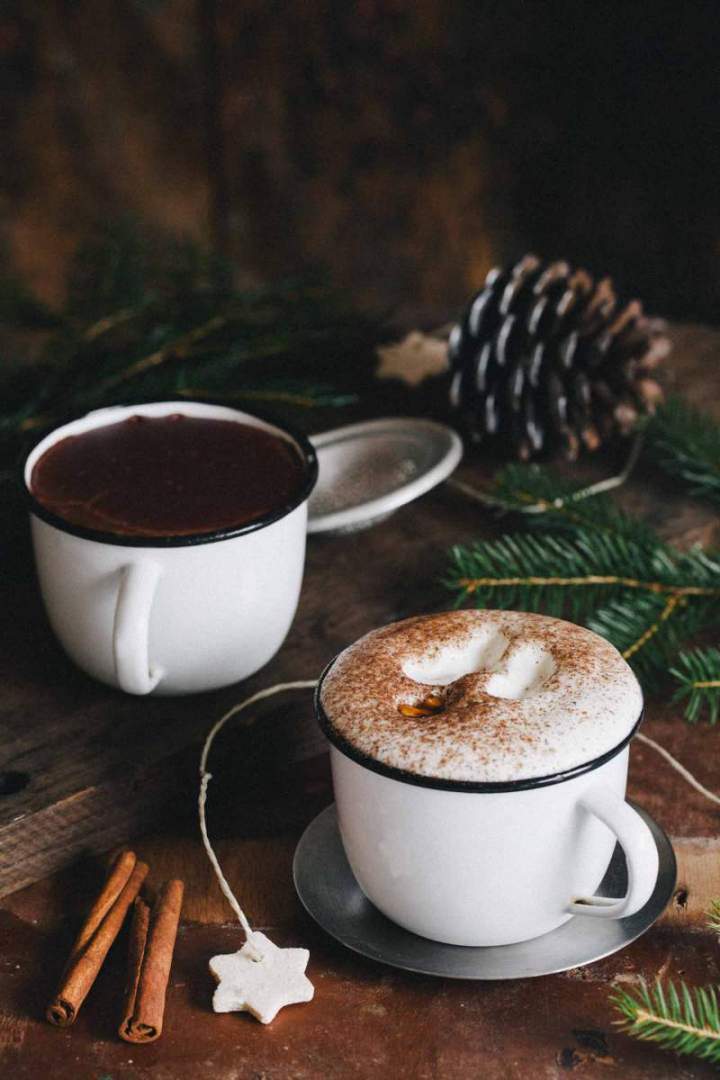 Hot chocolate with caramelized hazelnuts
