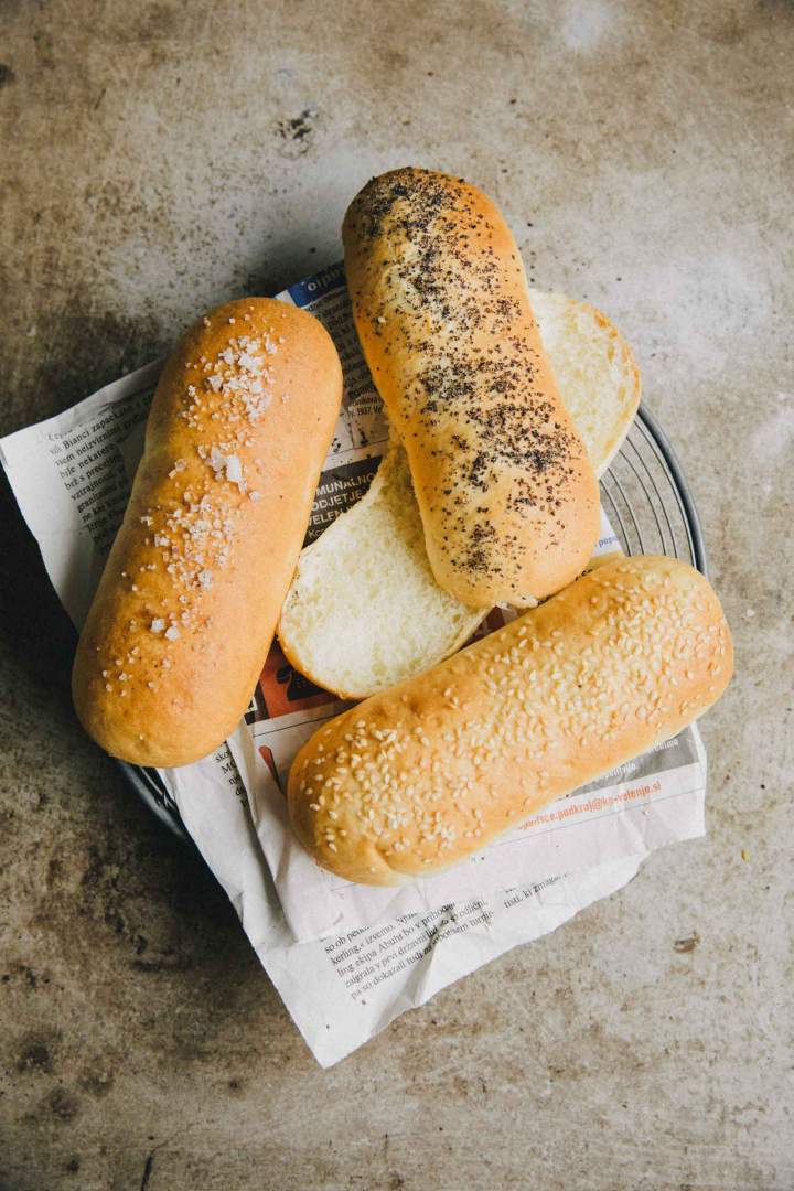 Soft, Homemade Hot dog buns