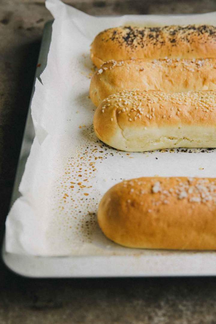 Soft, Homemade Hot dog buns