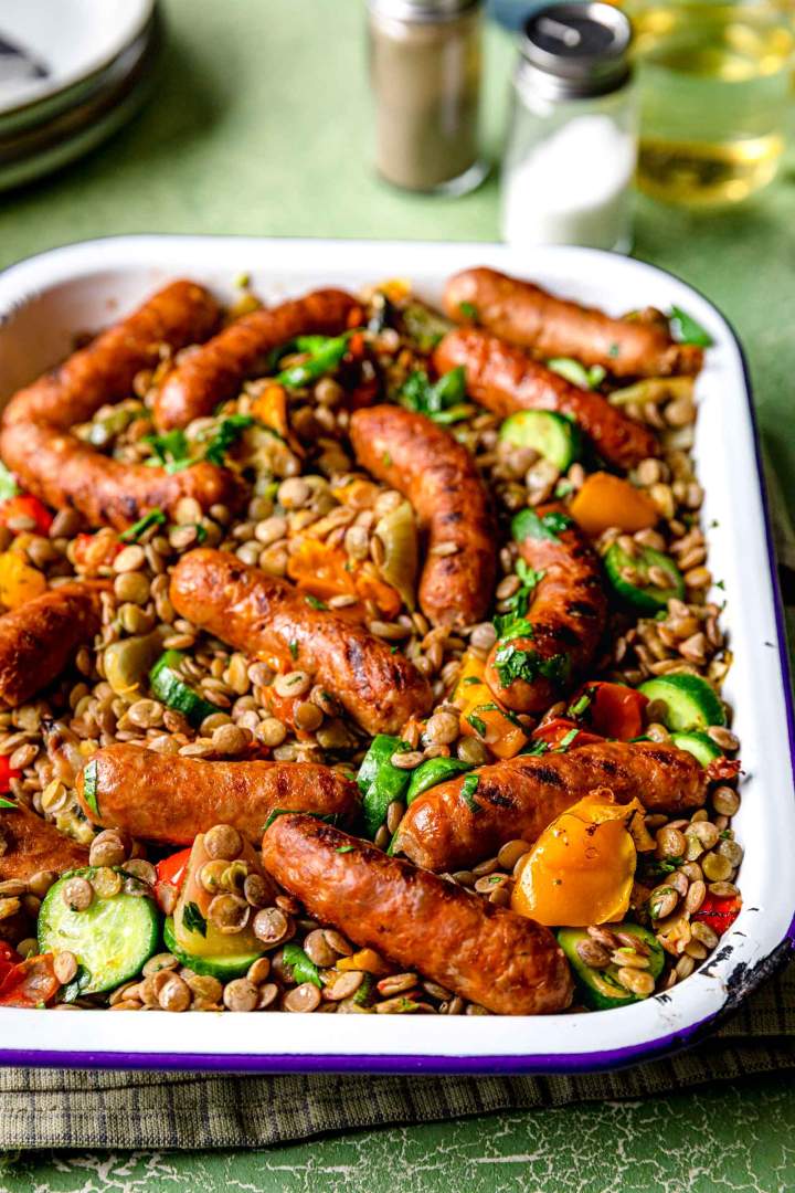 Lentil Salad with Sausages