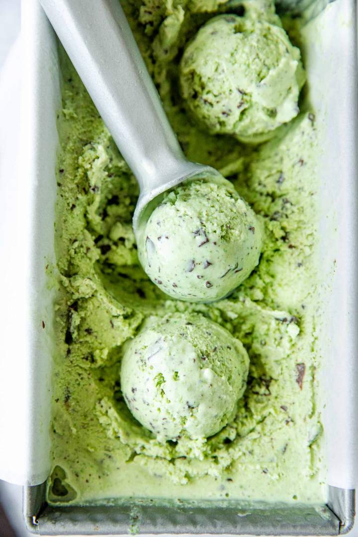 Mint Chocolate Chip Ice Cream, scooped