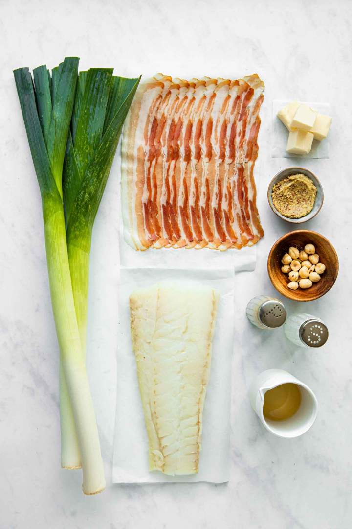 Ingredients for Pan-Seared Cod in Butter Leak Sauce