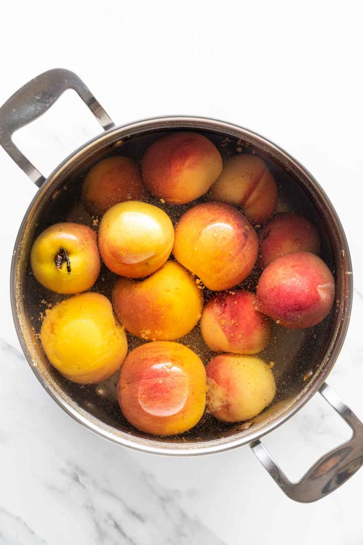 Cooking peaches for Peach Jam