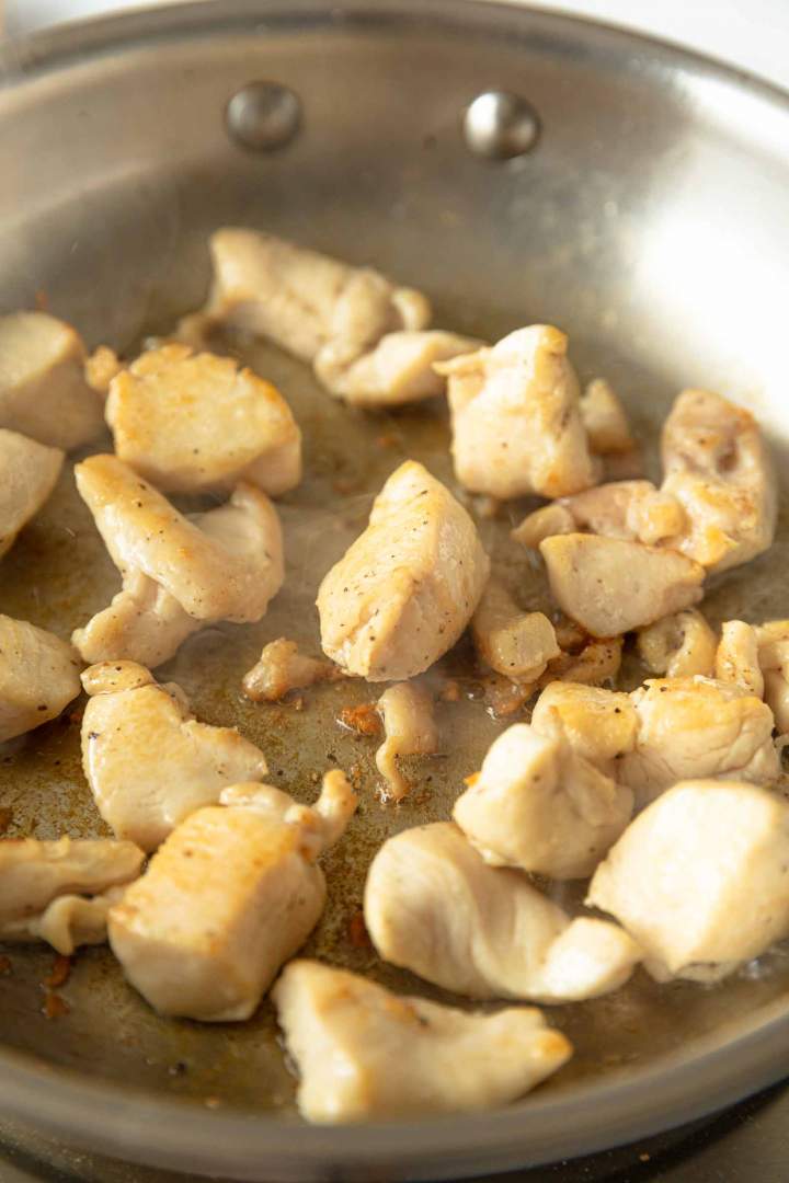 Cooked chicken for Peanut Butter Chicken