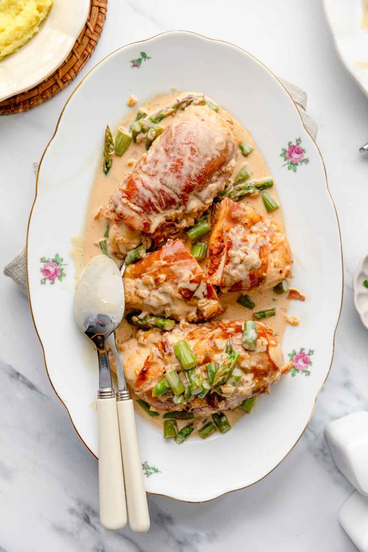 Stuffed Chicken Breast in Creamy Asparagus Sauce