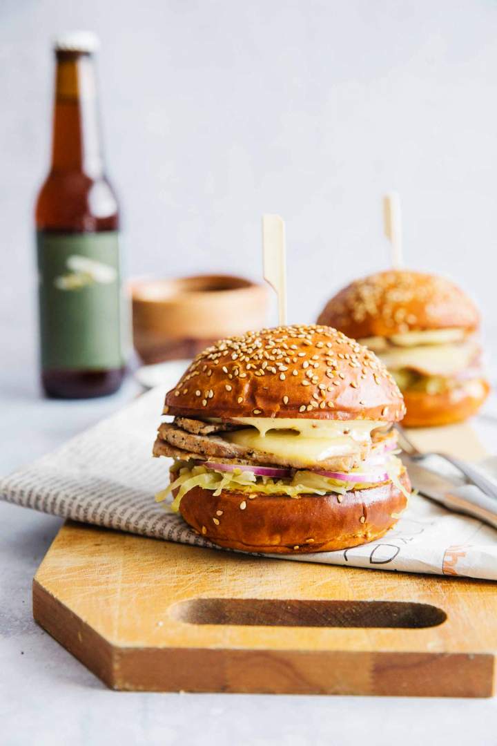 Easy Pork Roast and Sauerkraut Burger recipe