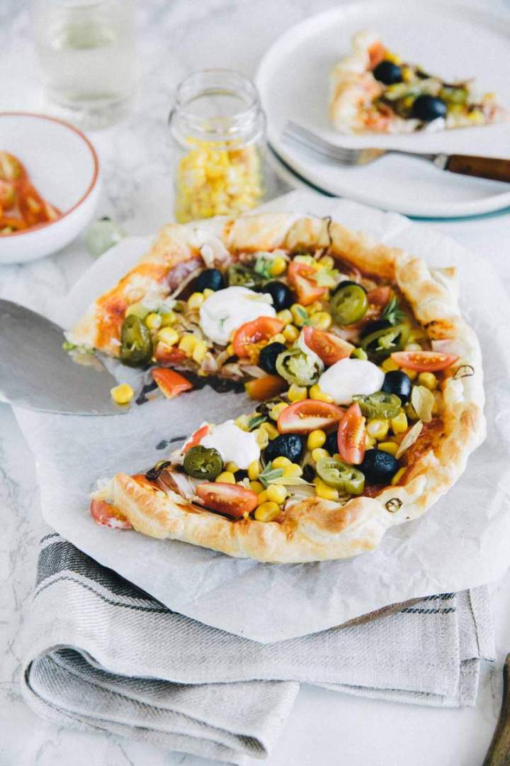 Puff Pastry Corn, Sausage and Tomato Tart