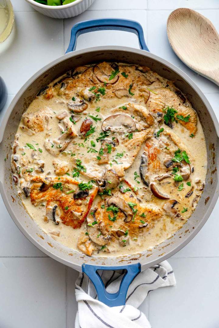 Turkey Cutlets with Mushroom Cream Sauce