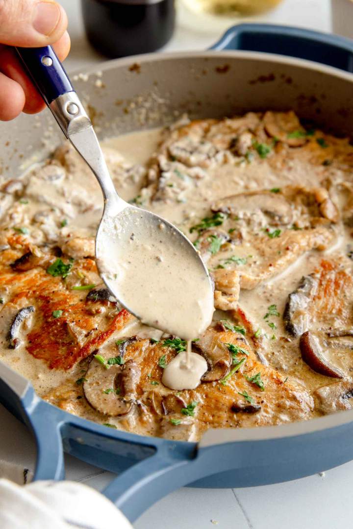 Turkey Cutlets with Mushroom Cream Sauce