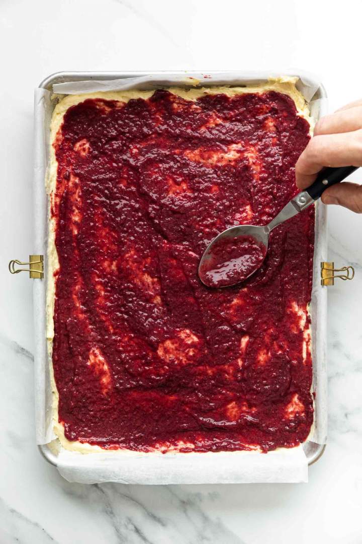 Coffee Cake Batter with Raspberry Jam