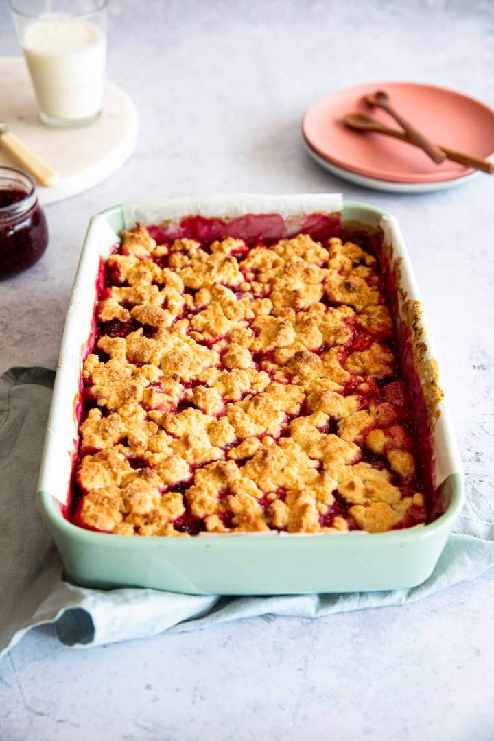 Raspberry Crumble Bars - fresh from the oven