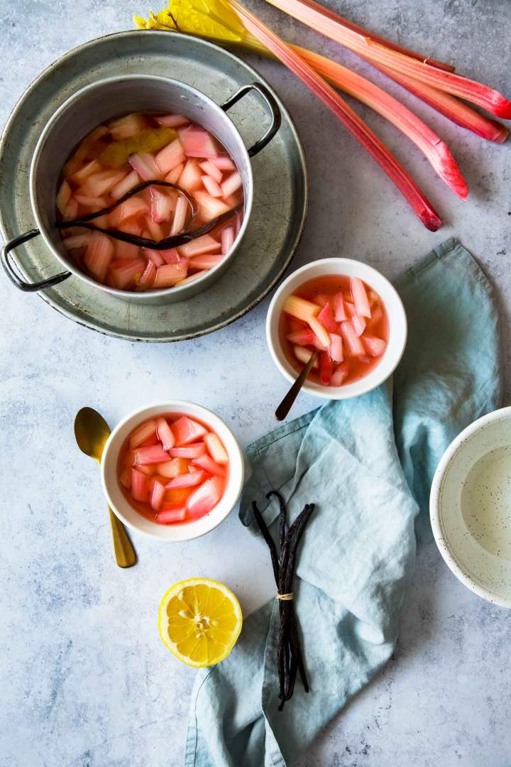 Cooking rhubarb compote