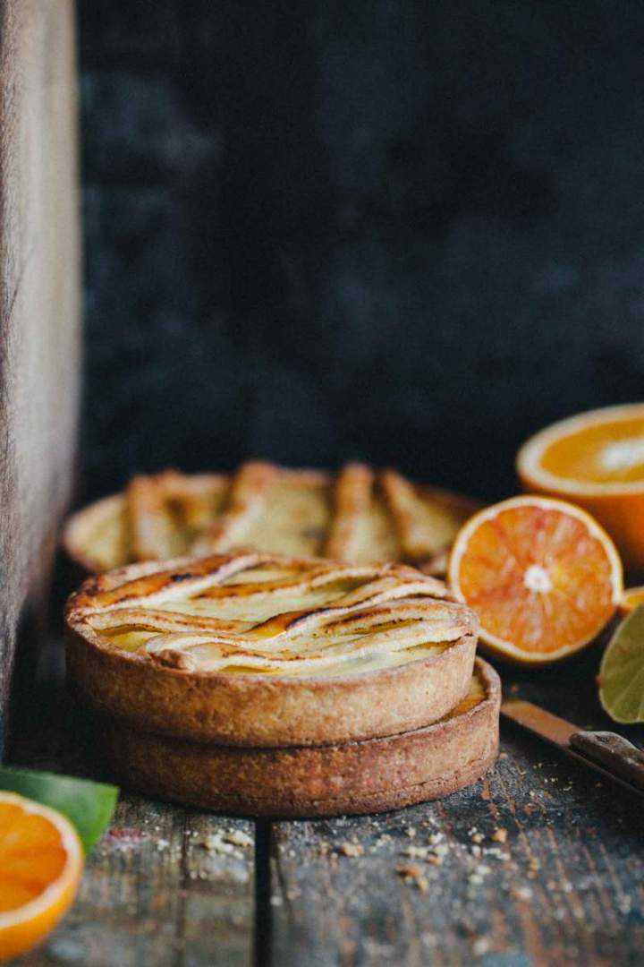 Ricotta, Orange and Dark Chocolate Tart closeup