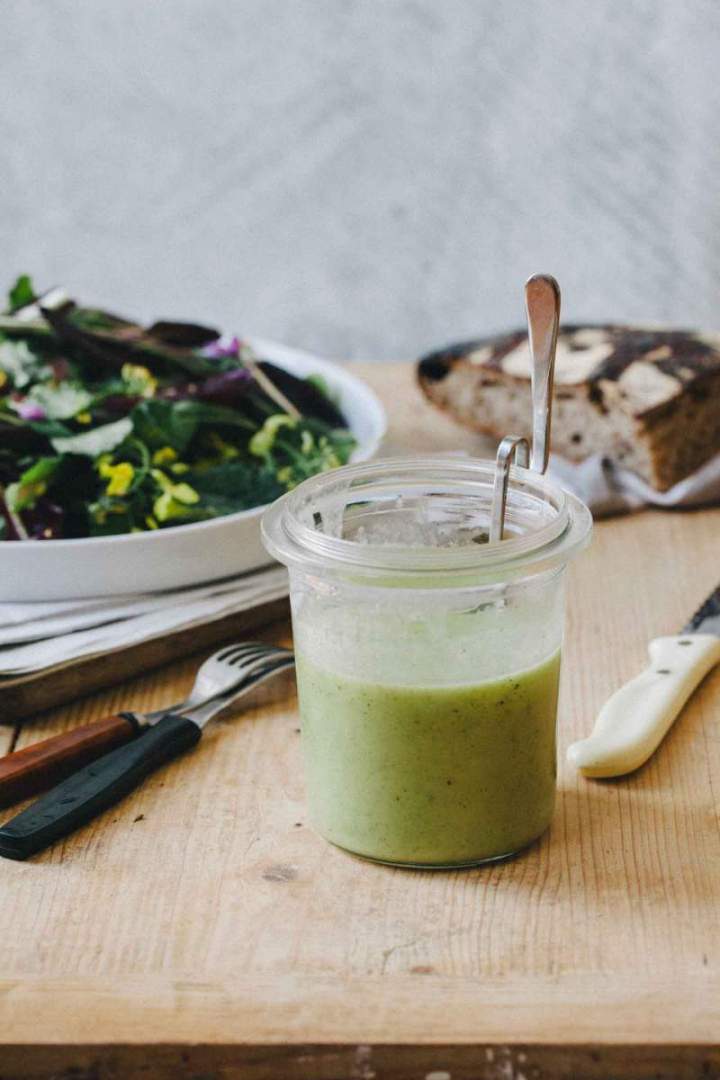 potato vinaigrette in a glass jar