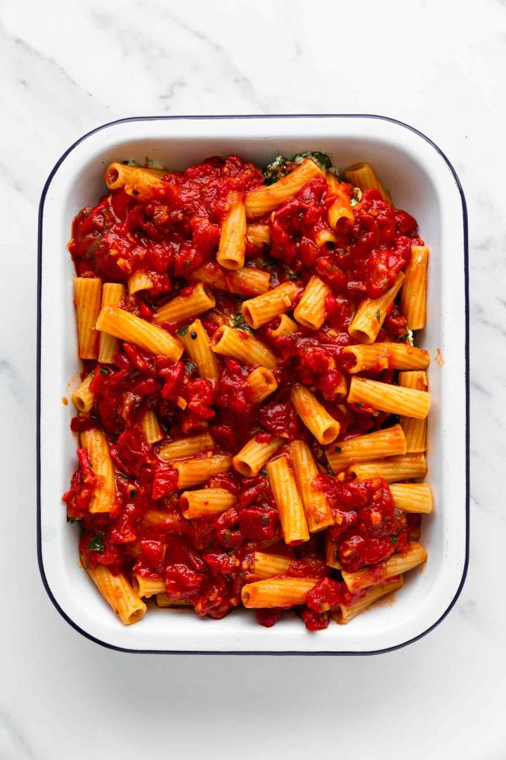 Layering Spinach and Ricotta Pasta Bake