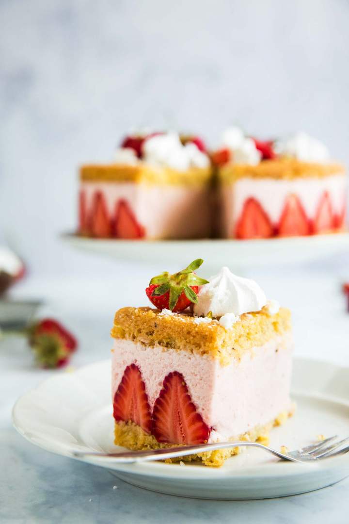 Strawberry Mousse Cake slice