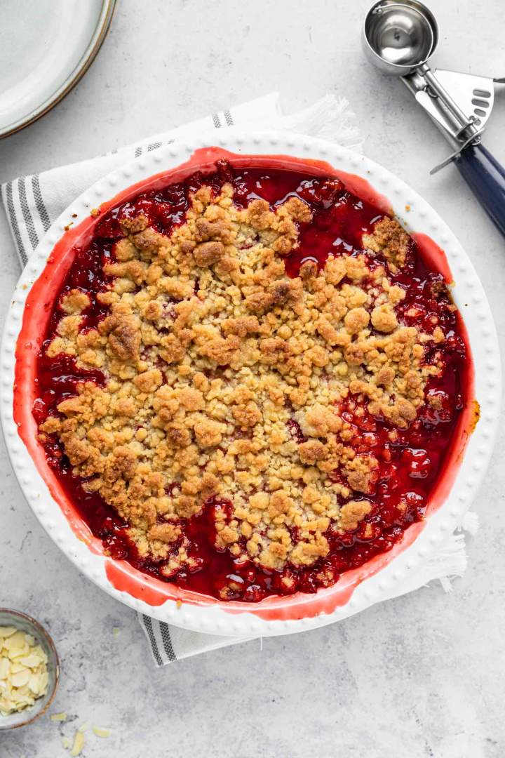 Hot Strawberry Crisp straight from the oven