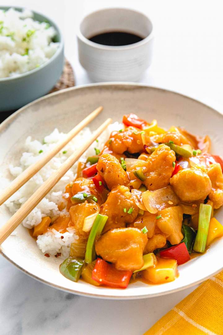 Sweet and Sour Chicken with Pineapple with basmati rice