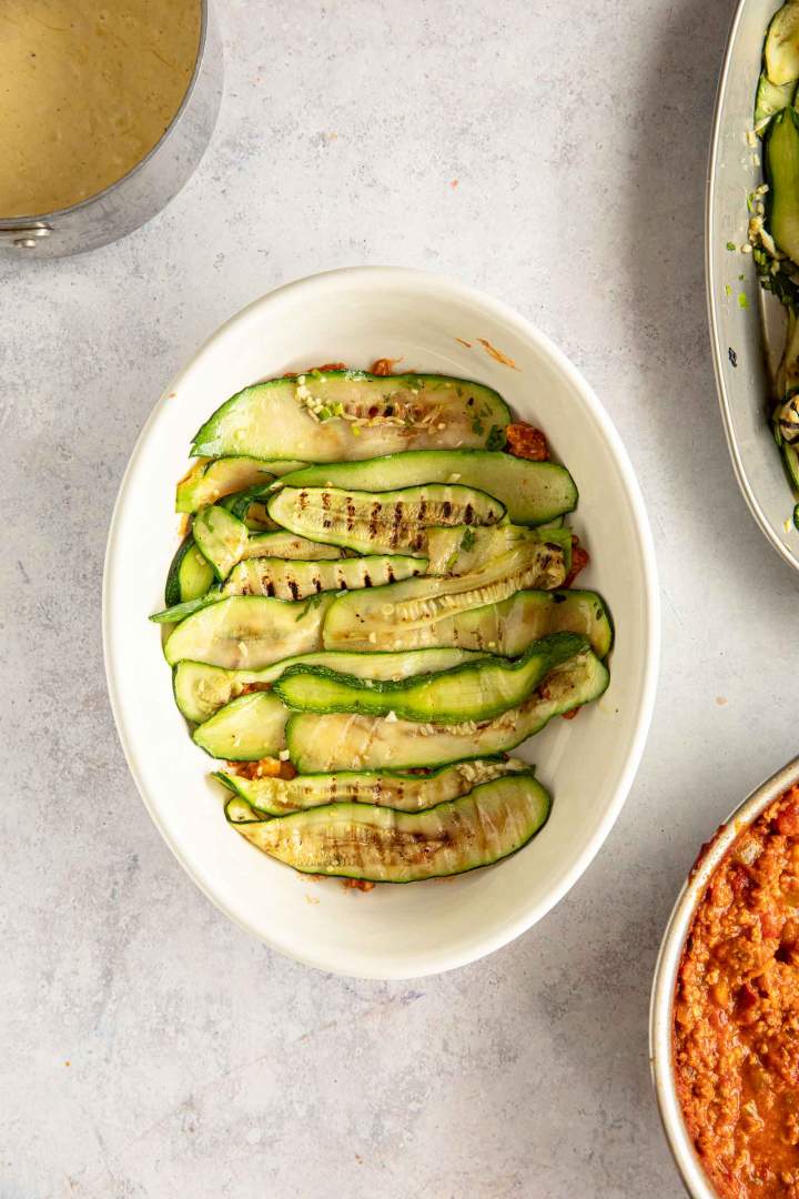 Assembling zucchini lasagna