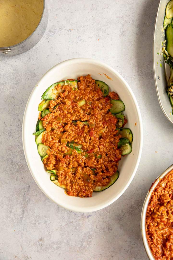 Assembling zucchini lasagna