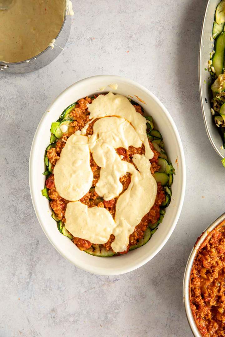 Assembling zucchini lasagna