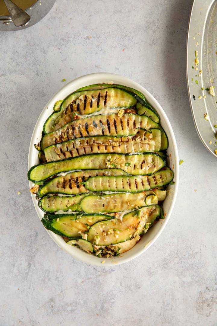 Assembling zucchini lasagna