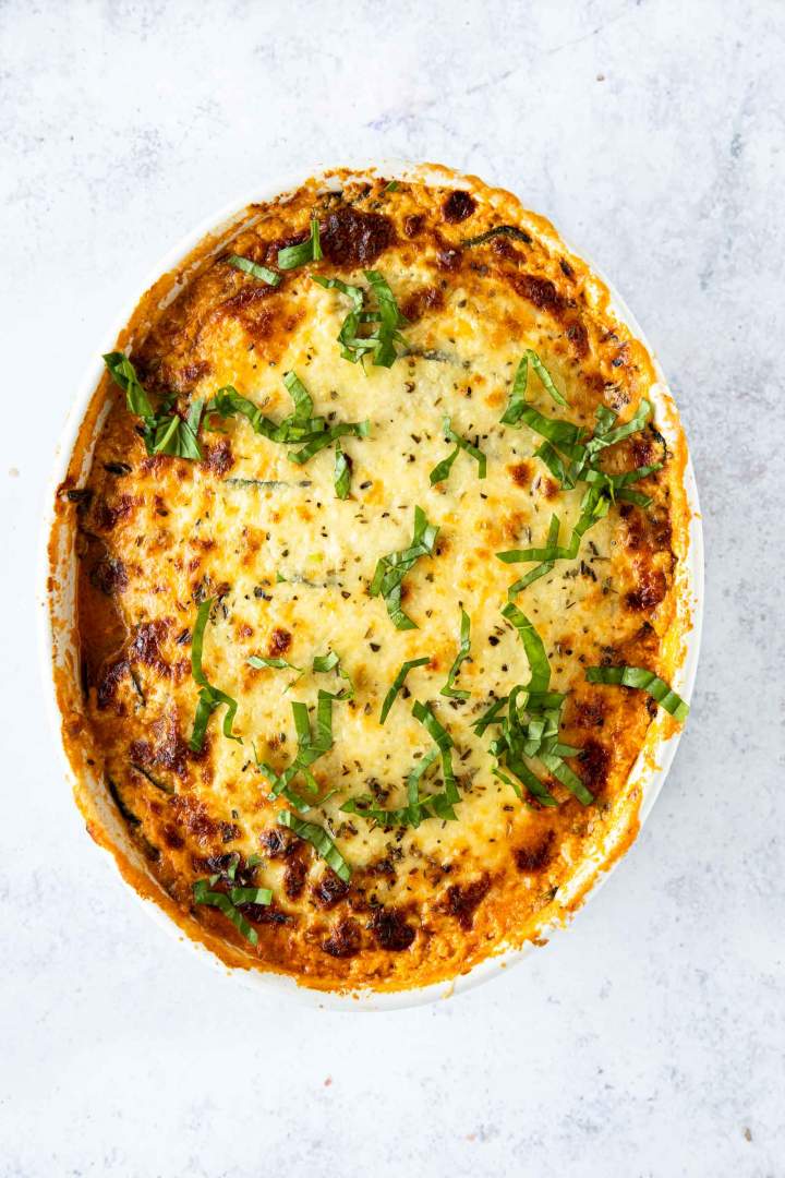 Zucchini Lasagna with Ground Beef and Cheese Sauce